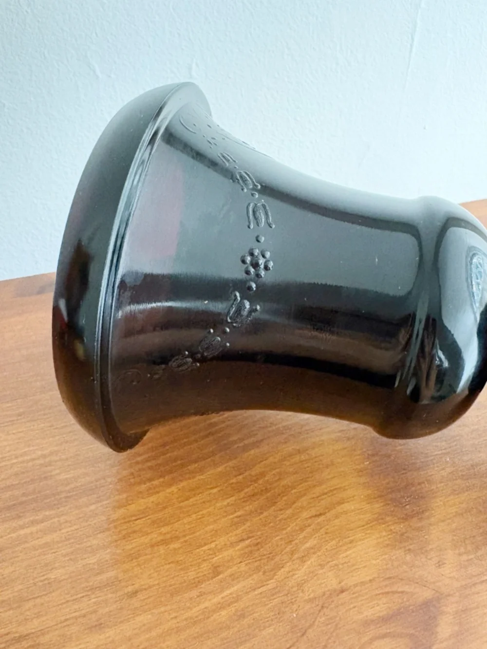 Vintage Black Glass Embossed Urn Vase